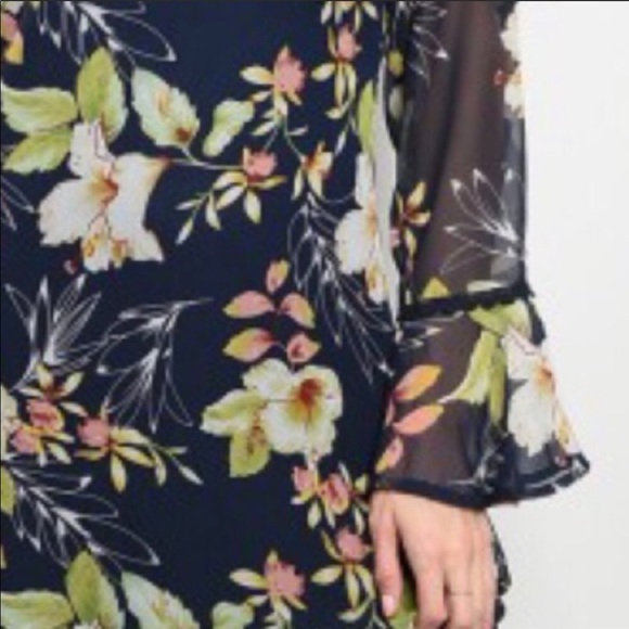 Pretty navy floral maxi dress partial lining - Picture 4 of 6